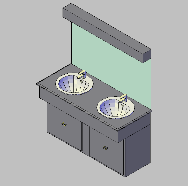 Bloque Autocad Vista de Mueble Baño 16 en 3D